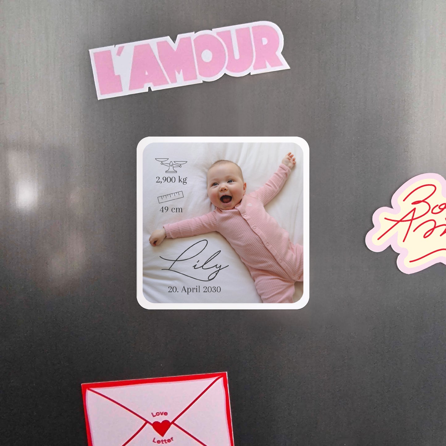 Geburtskarte Set von 8, magnetisch, quadratisch mit abgerundeten Ecken foto N° 4