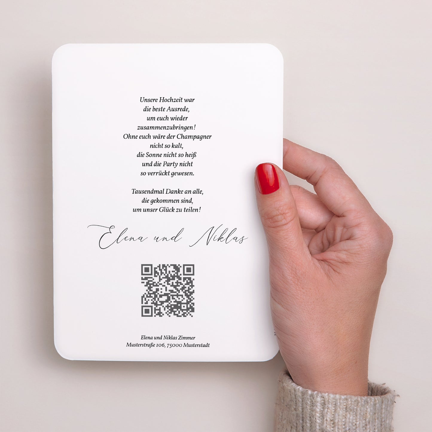 Dankeskarte Hochzeit Porträt, abgerundete Kanten Für immer eingraviert foto N° 3