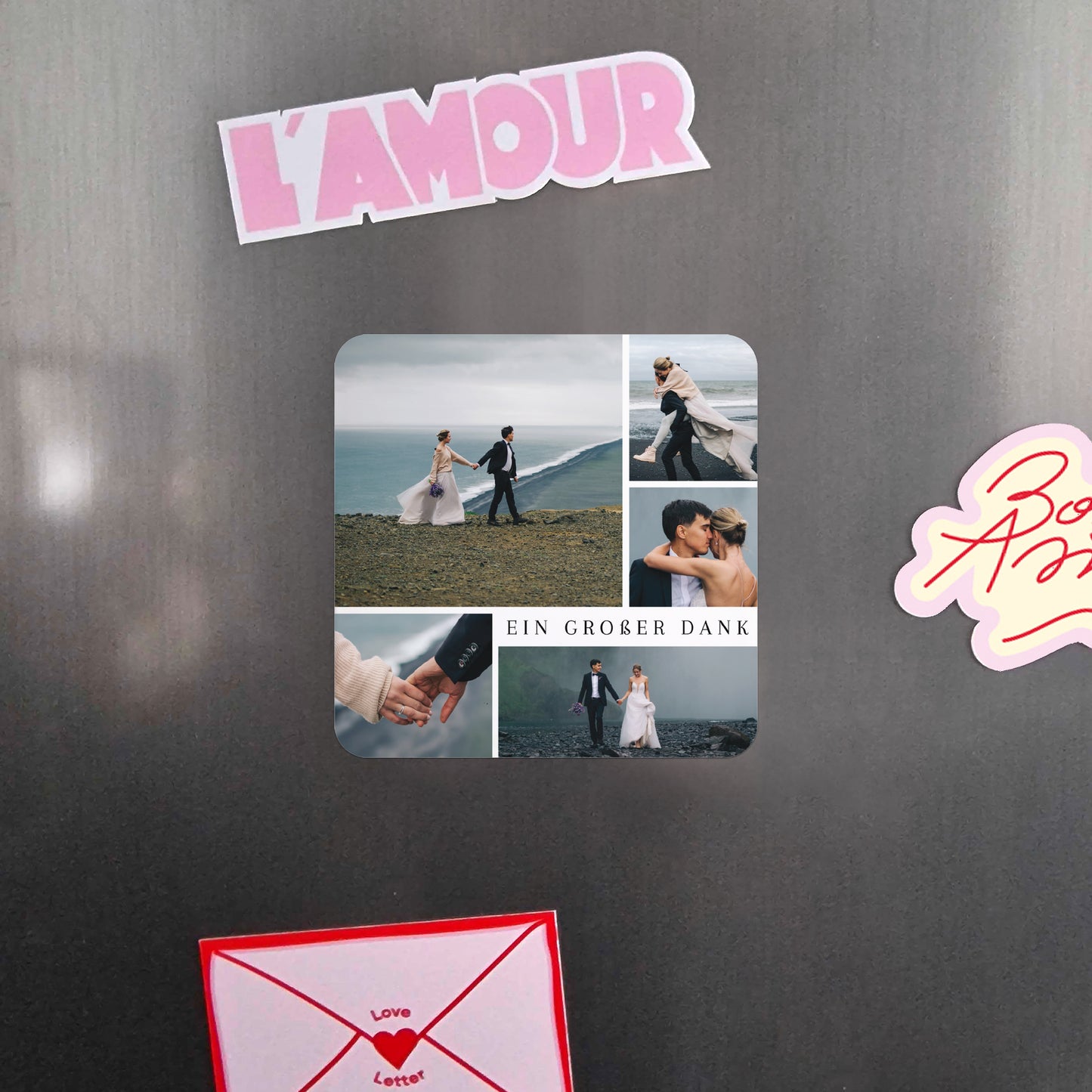 Dankeskarte Hochzeit Set von 8, magnetisch, quadratisch mit abgerundeten Ecken Vielen Dank II foto N° 4