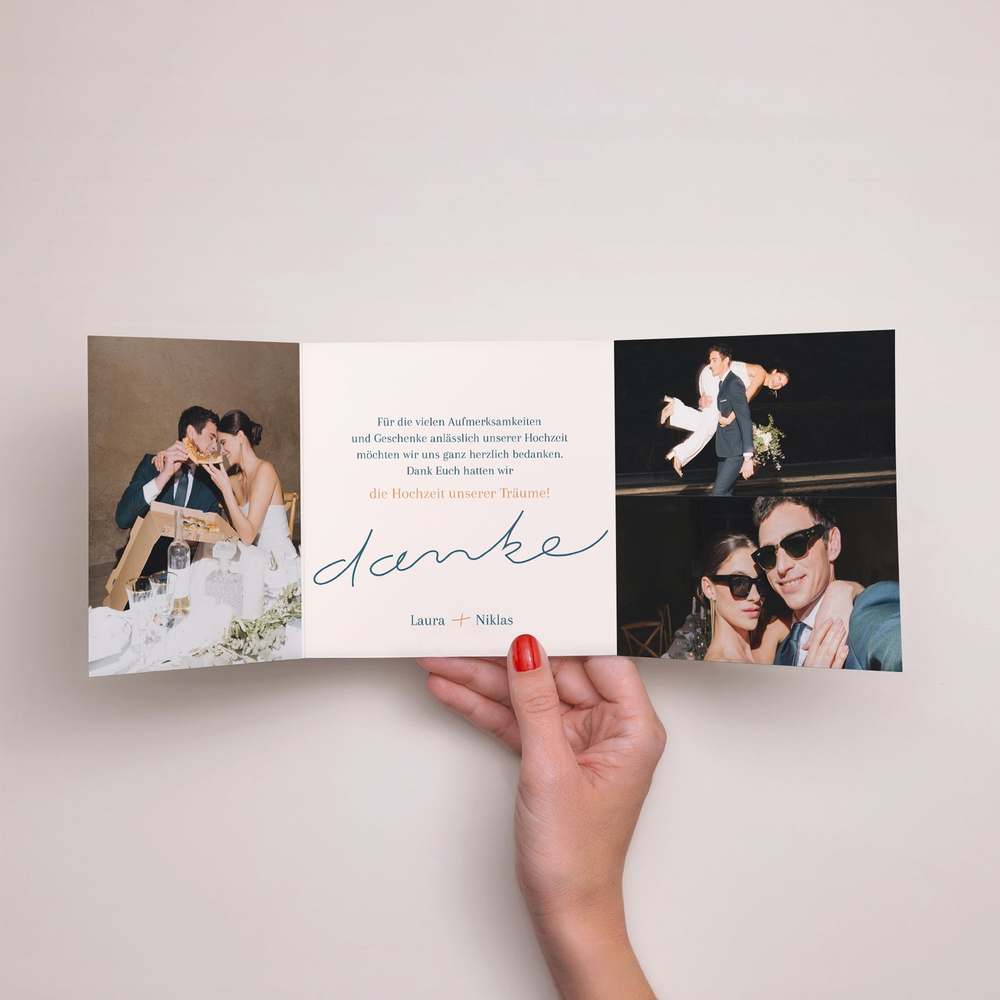 Dankeskarte Hochzeit Asymmetrisches Triptychon Unendliche Dankbarkeit foto N° 2
