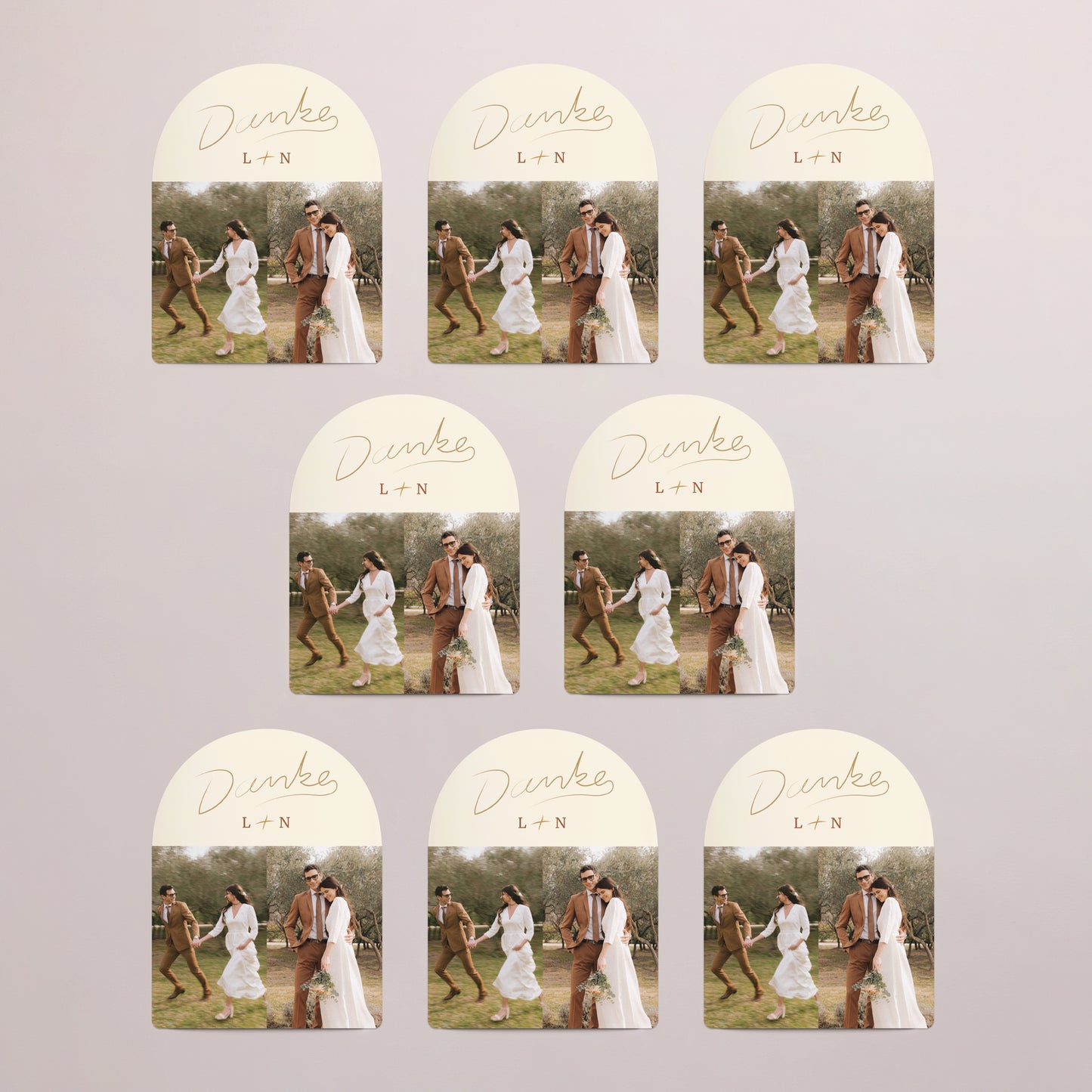 Dankeskarte Hochzeit 8er-Pack, magnetisch, Bogen Herzlichen Dank foto N° 3