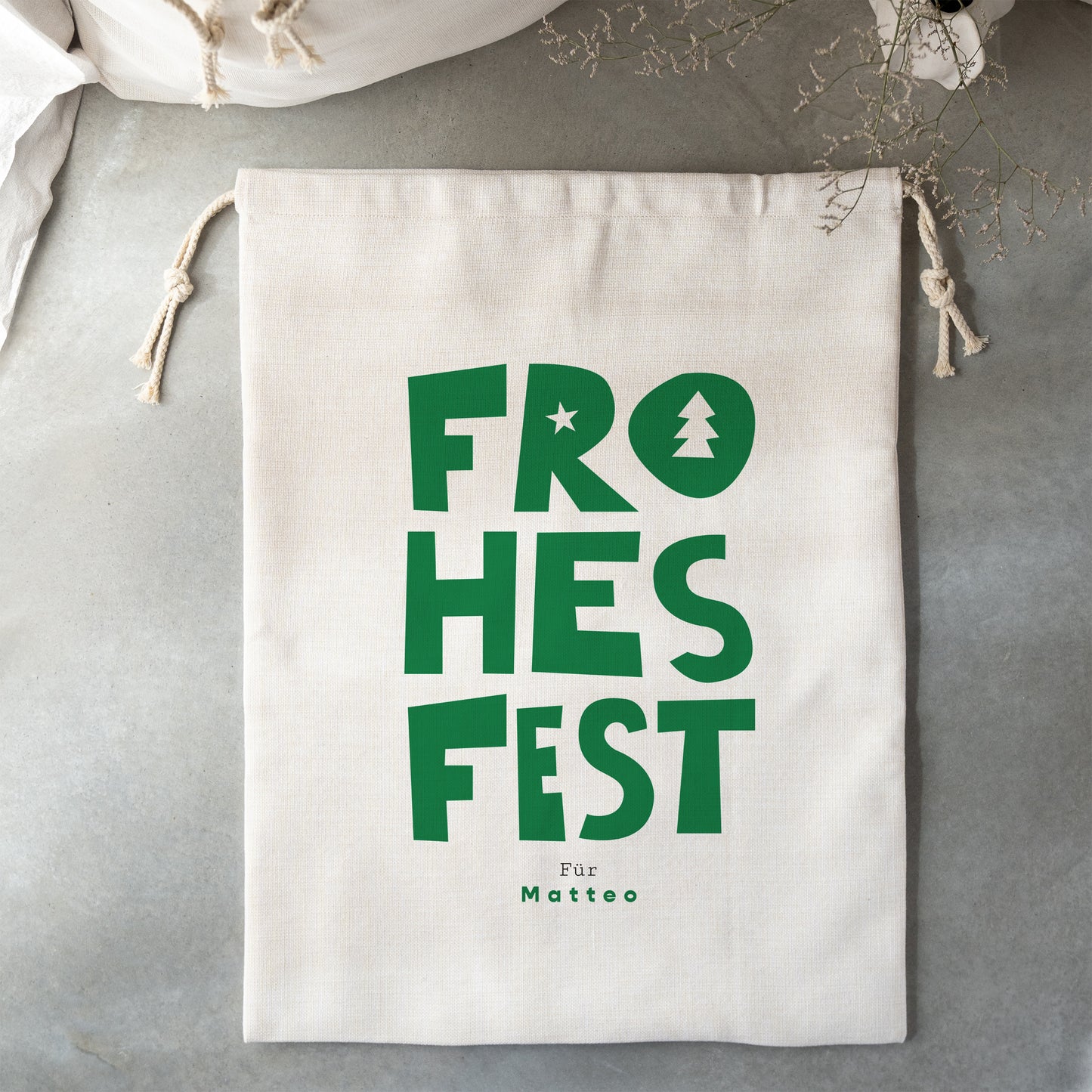 Aufbewahrungstasche Objekte Großformat Frohes Fest Grün foto N° 2