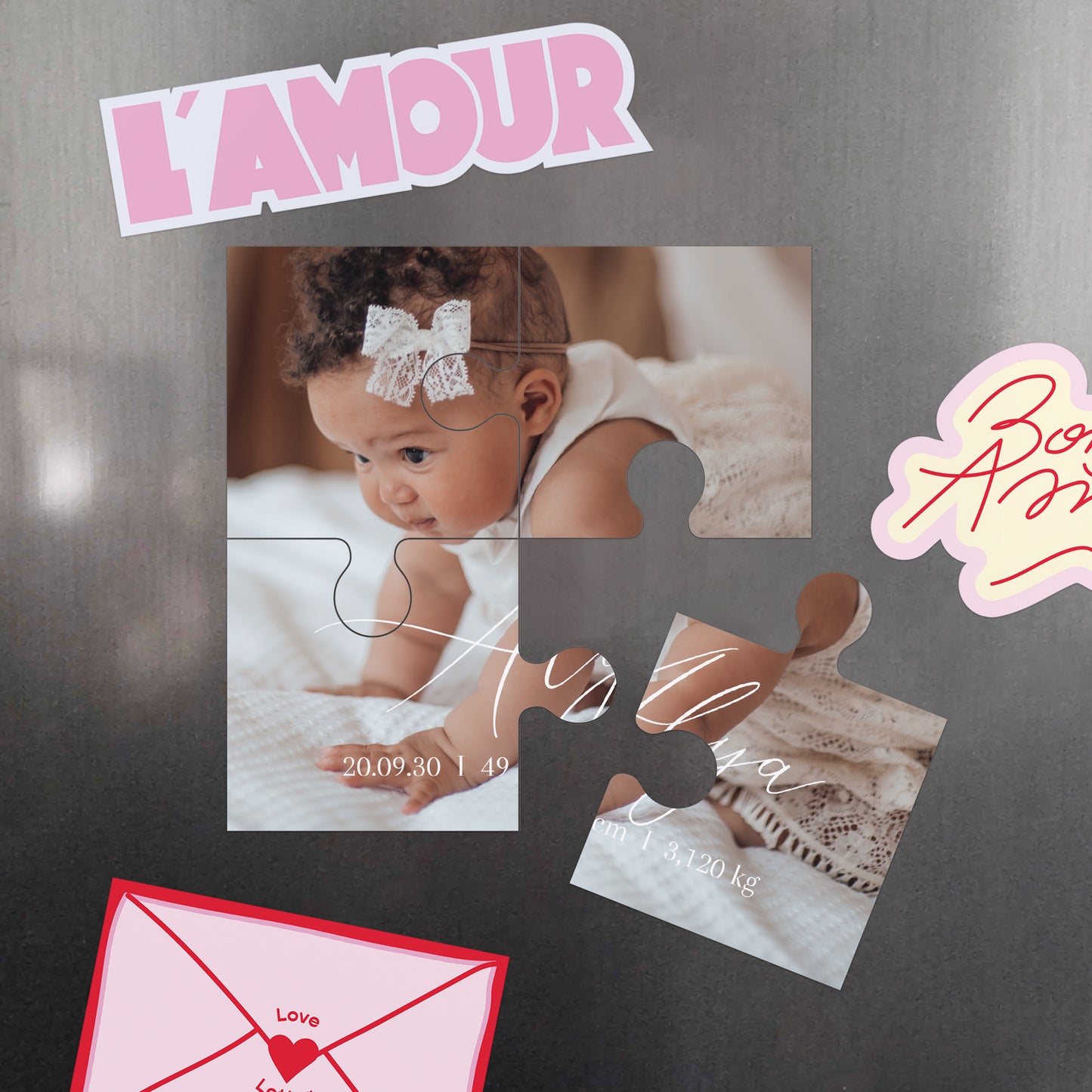 Geburtskarte Magnetpuzzle 4 Teile So cute foto N° 4