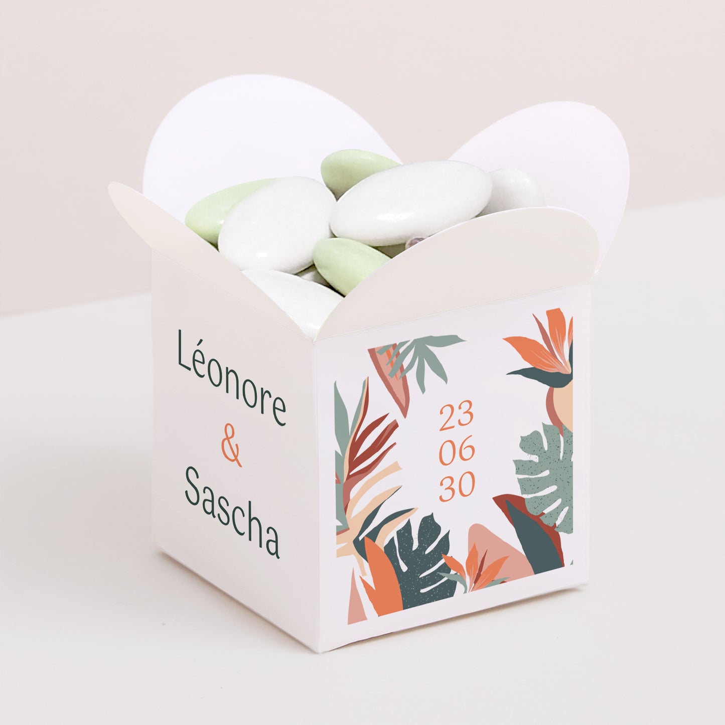 Geschenkbox Hochzeit Schmetterlingsöffnung Tropische Liebe foto N° 1