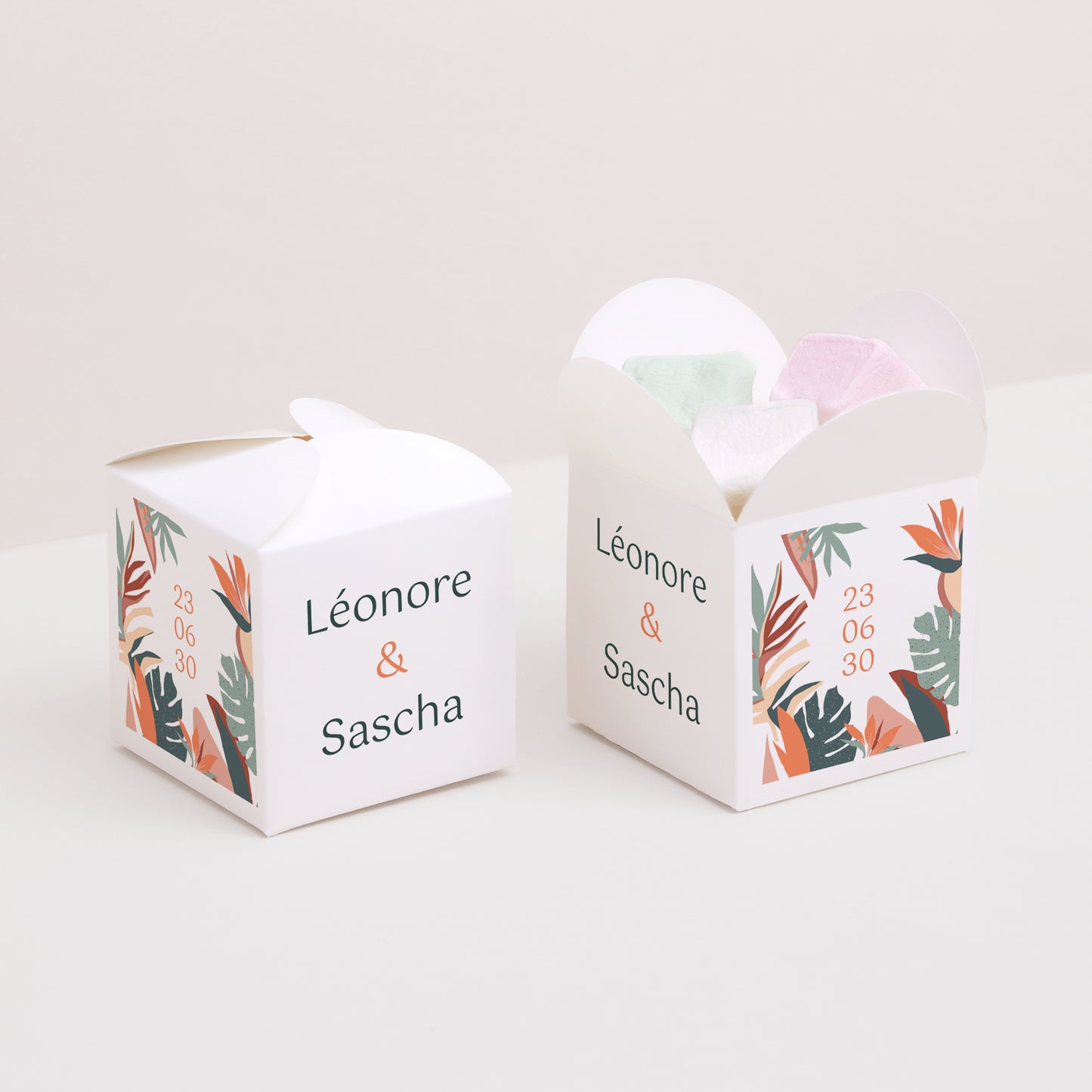 Geschenkbox Hochzeit Schmetterlingsöffnung Tropische Liebe foto N° 2
