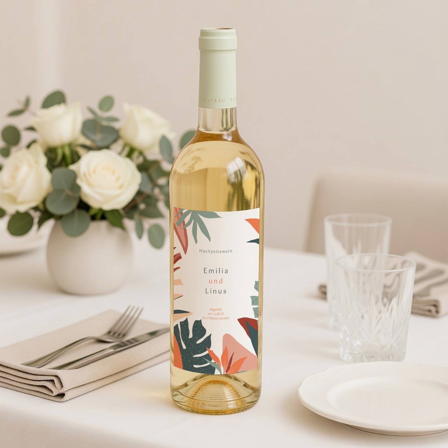 Flaschenetikett Hochzeit Porträt Tropische Liebe foto N° 2