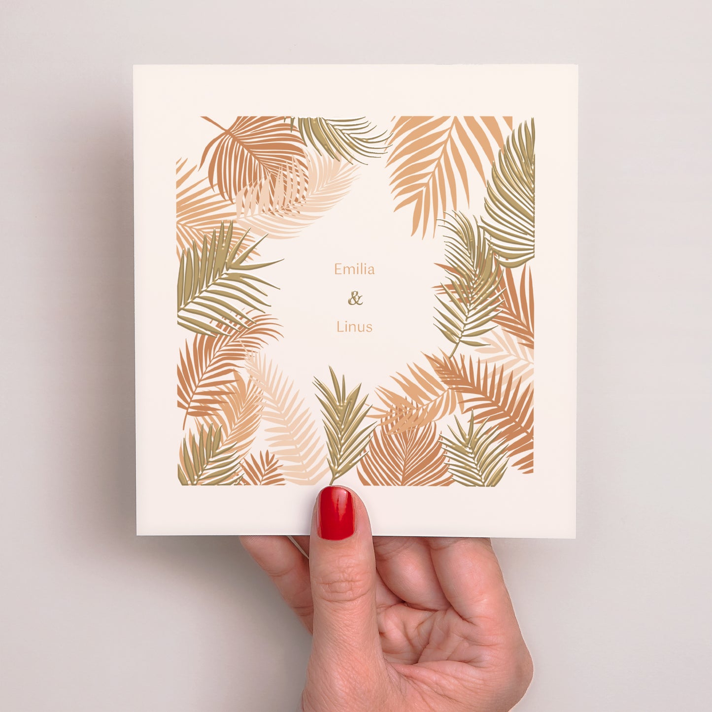 Hochzeitseinladung Quadrat Goldene Palme foto N° 2
