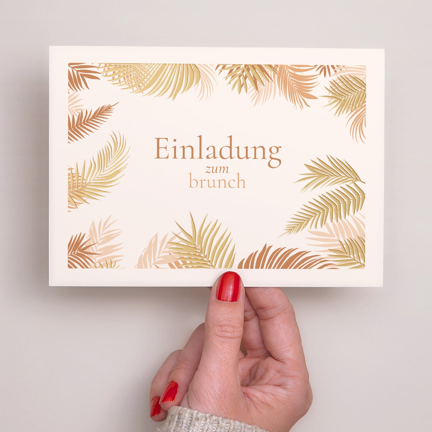 Einladungskarte Hochzeit Landschaft Goldene Palme foto N° 3