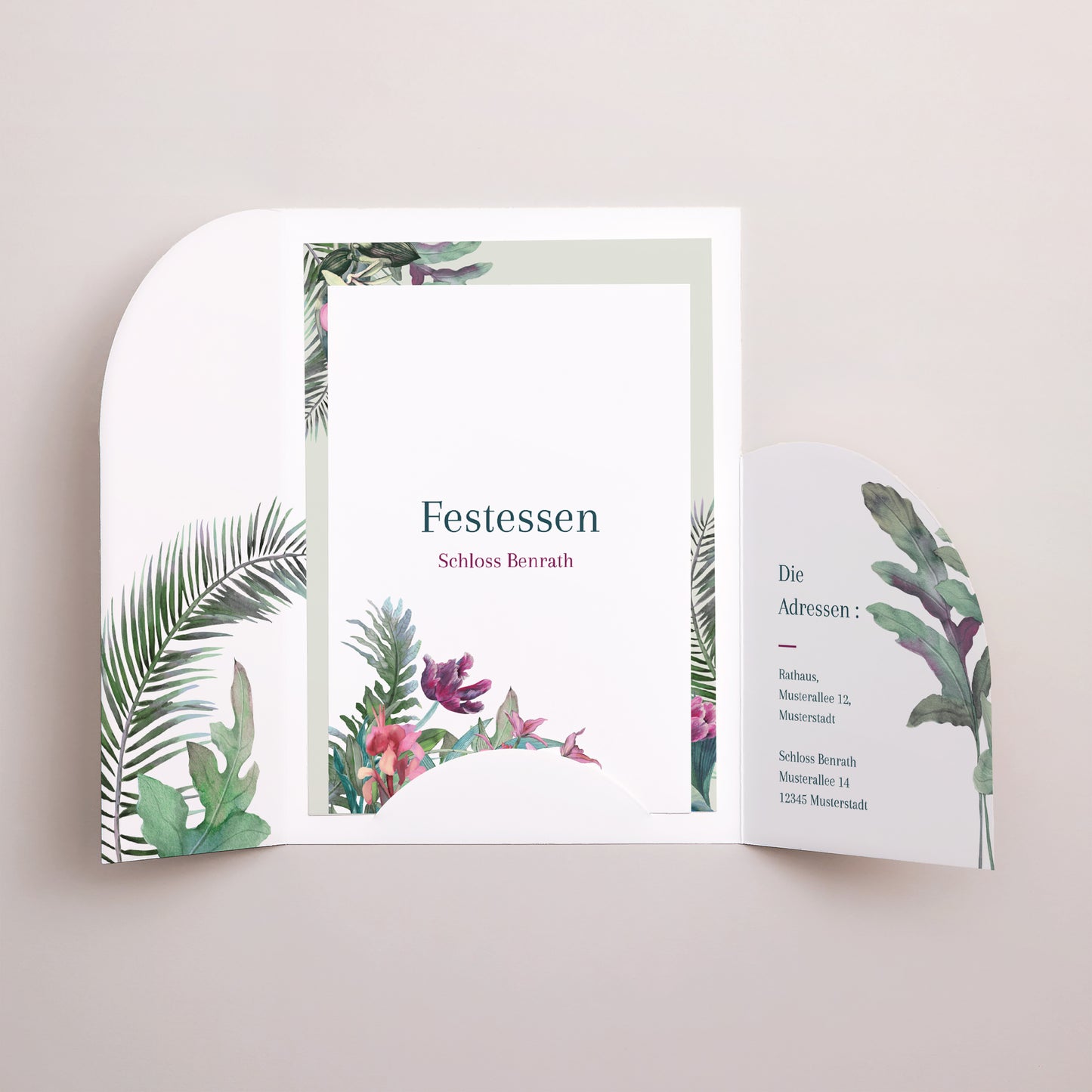 Hochzeitseinladung Hülle für 2 Karten Exotic flowers foto N° 3