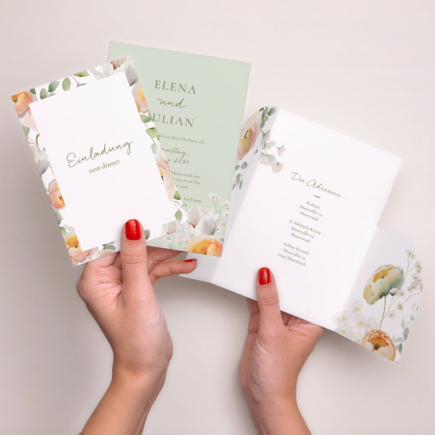 Hochzeitseinladung Hülle für 2 Karten Romantische Blumen foto N° 4