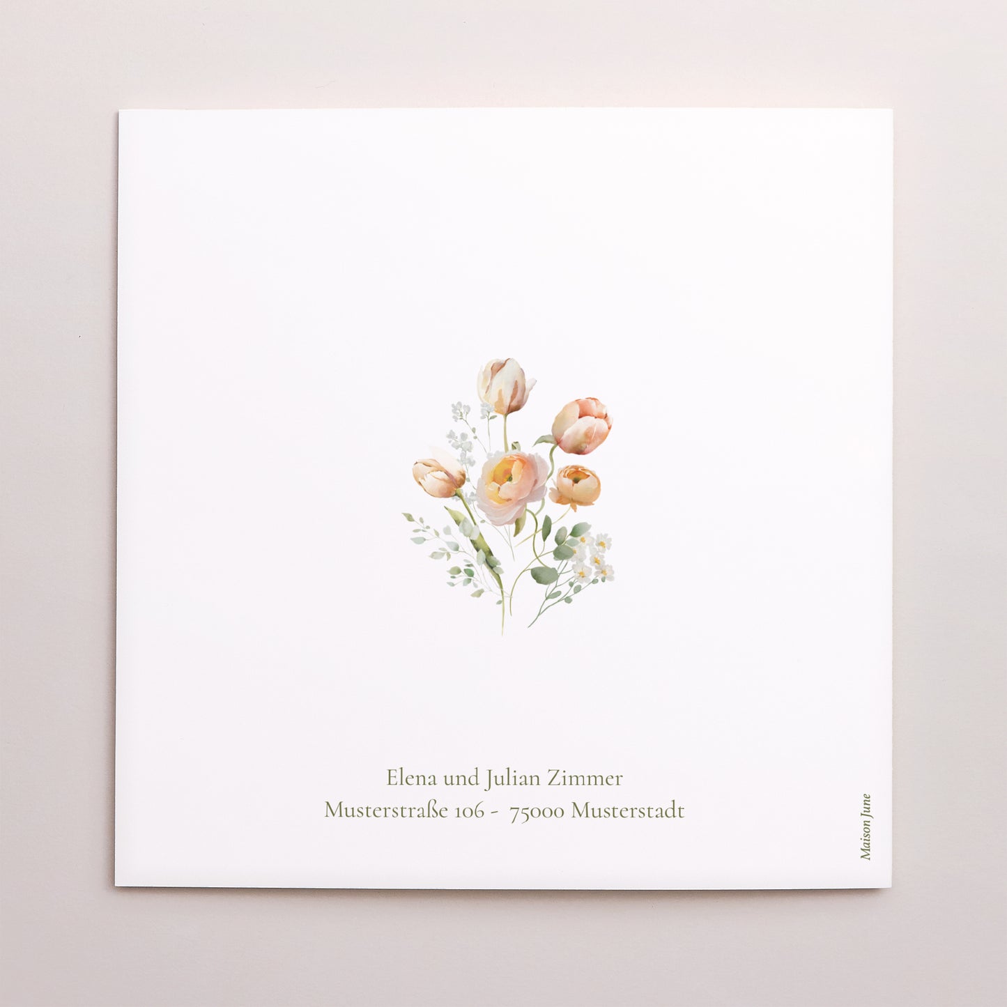 Dankeskarte Hochzeit Doppelflügelfenster Romantische Blumen foto N° 3