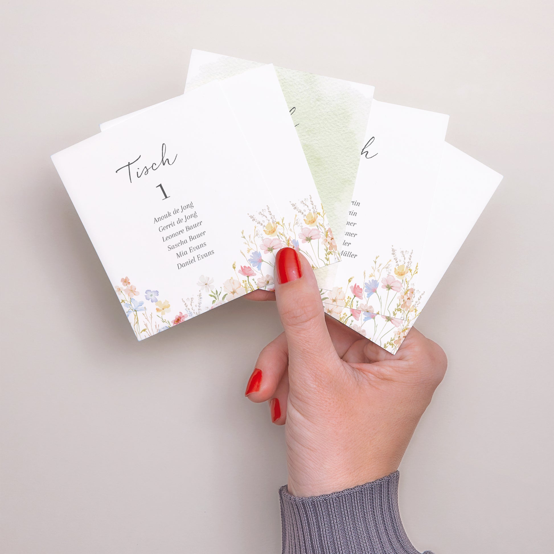 Sitzplan Hochzeit Pack von 12 Wildblumenkranz foto N° 3