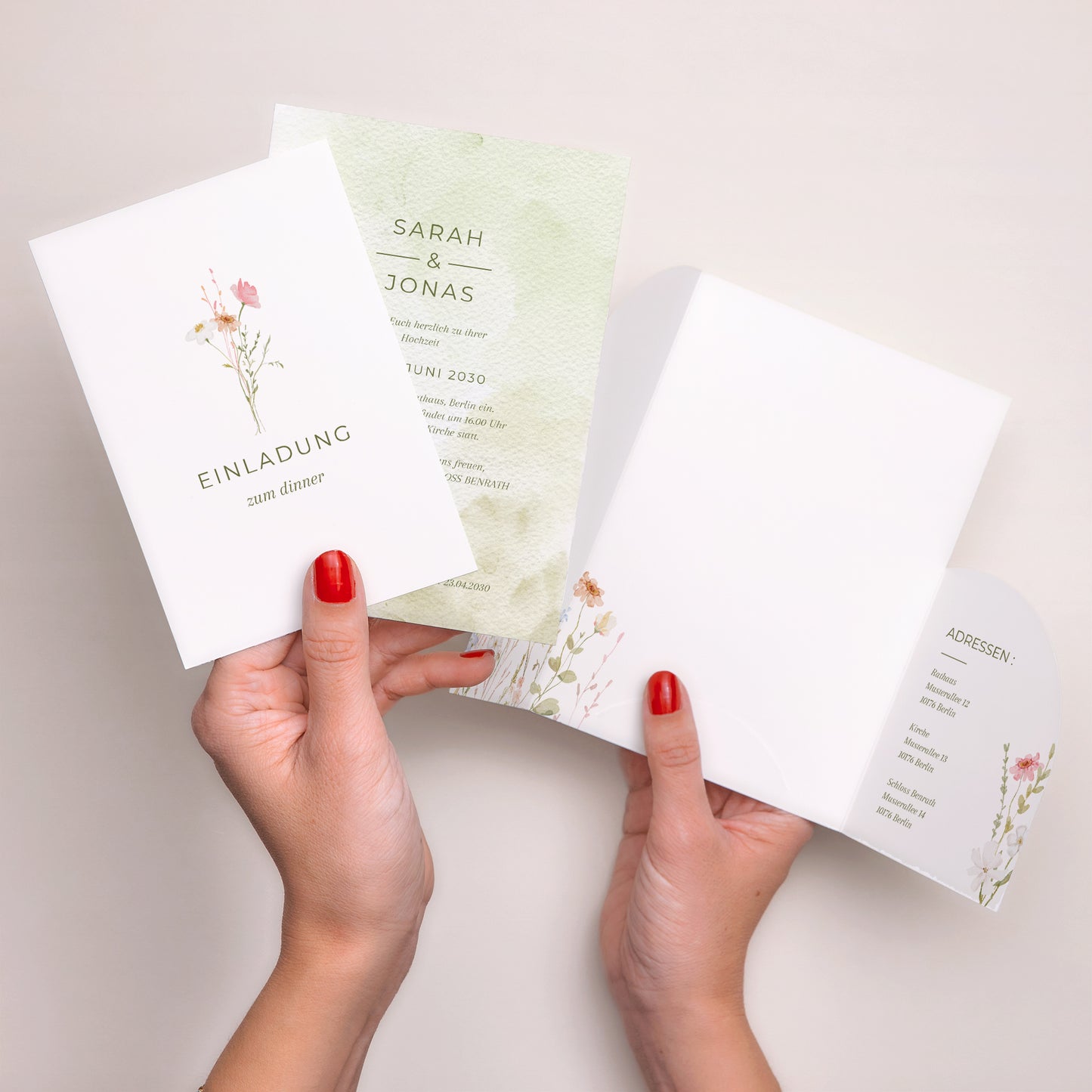 Hochzeitseinladung Hülle für 2 Karten Wildblumenkranz foto N° 4