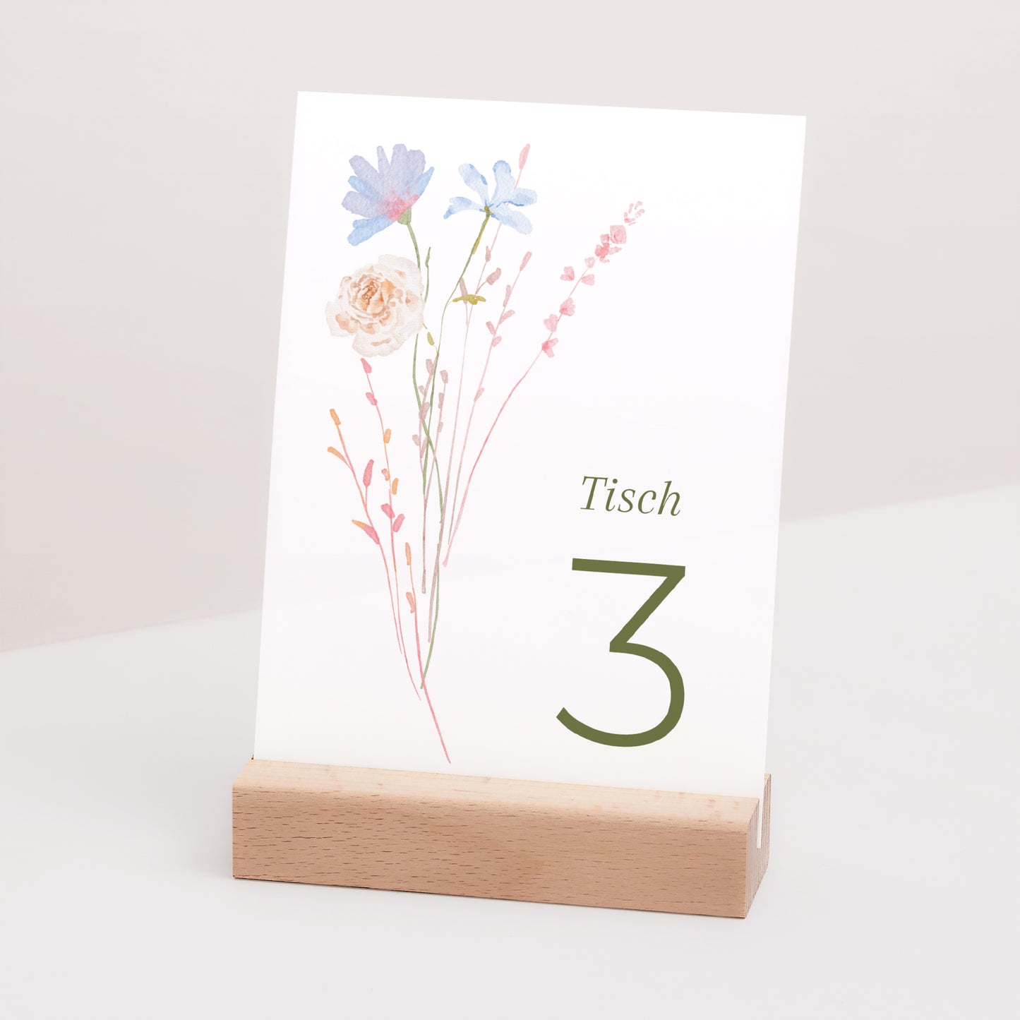 Tischnummern Hochzeit Rechteck Wildblumenkranz foto N° 3