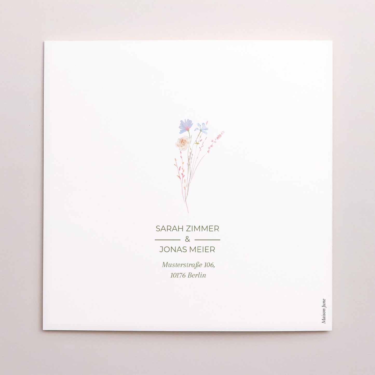 Hochzeitseinladung Doppelflügelfenster Wildblumenkranz foto N° 3