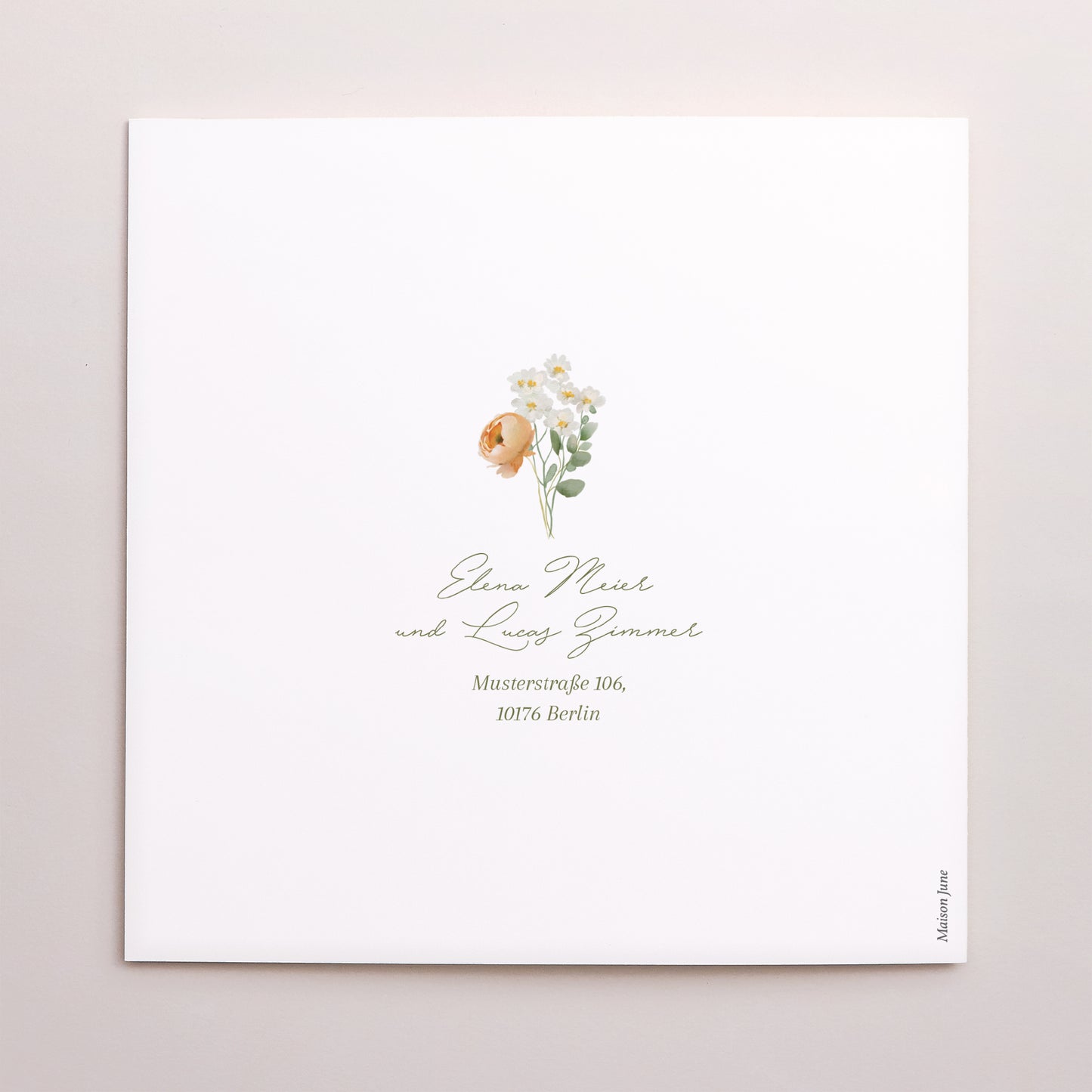 Hochzeitseinladung Doppelflügelfenster Romantischer Blumenkranz foto N° 3