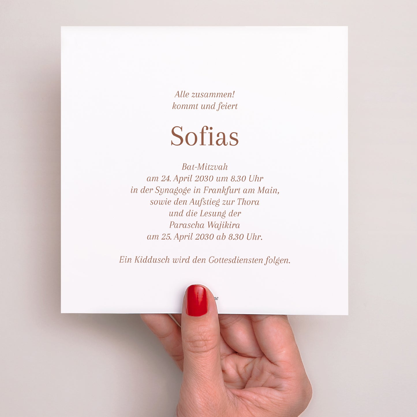 Einladungskarte Bat Mitzvah Einfaches Quadrat Bat Mitzvah Blumen foto N° 3