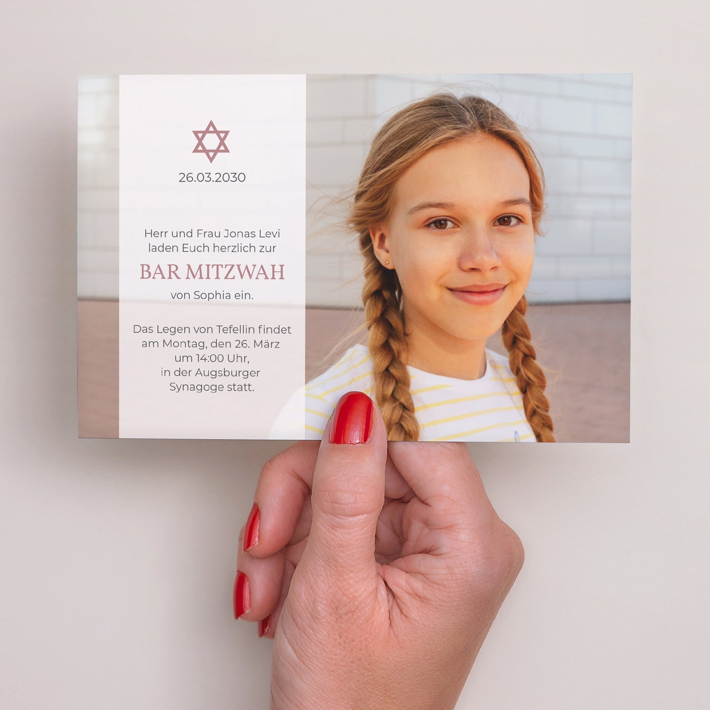 Einladungskarte Bat Mitzvah Landschaft Davidstern II foto N° 3