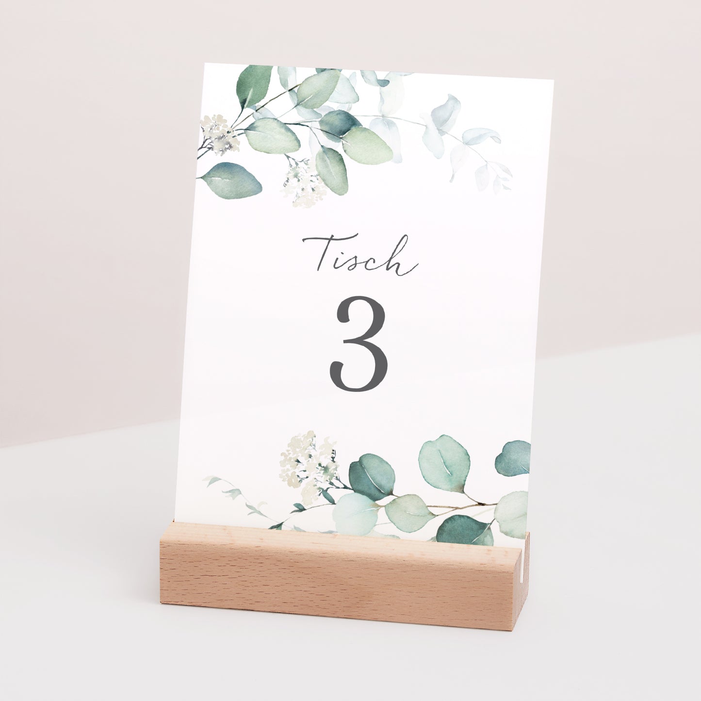 Tischnummern Hochzeit Rechteck Eukalyptus Aquarell foto N° 3