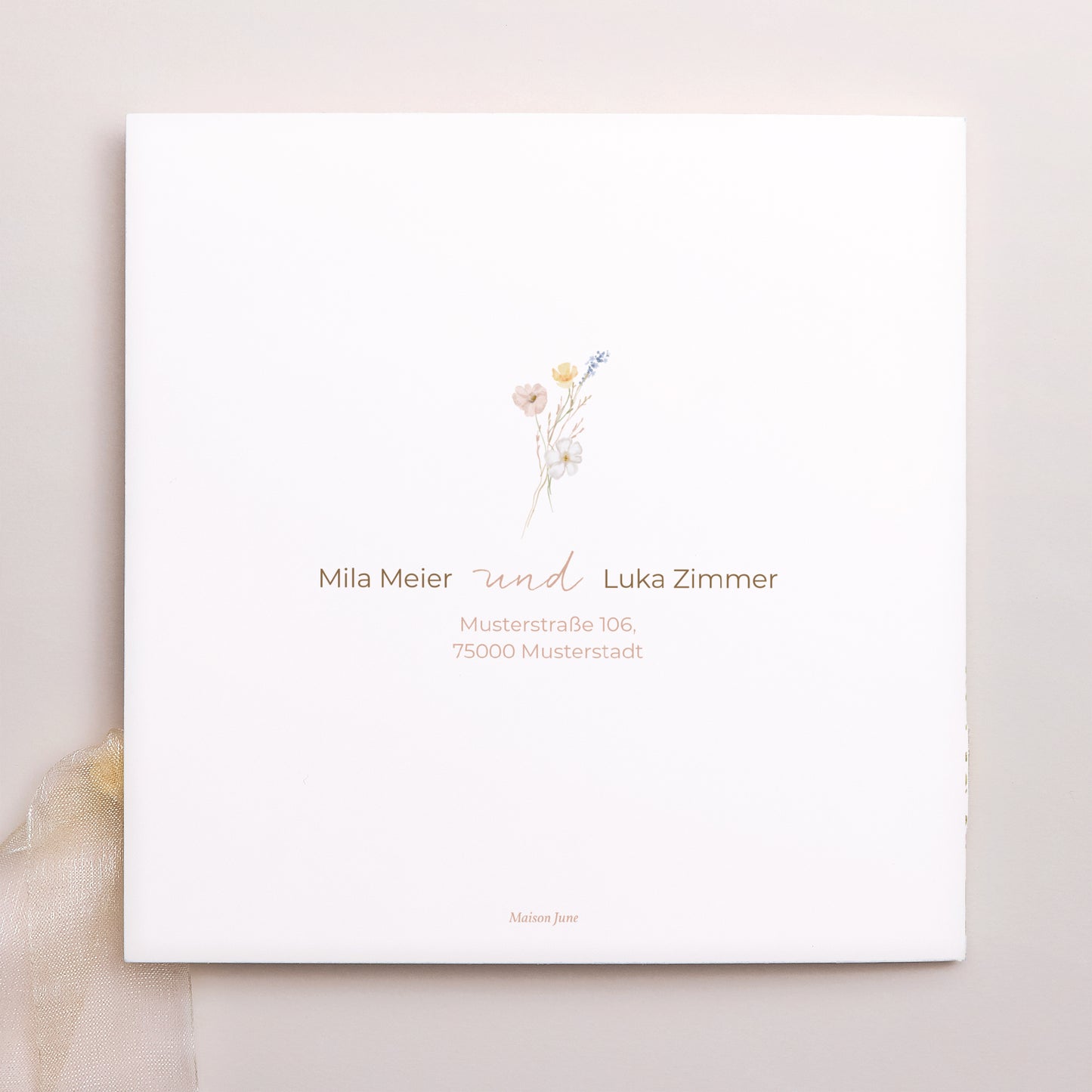 Hochzeitseinladung Quadratische Hülle, 3 Karten, Etikett Liebeselend foto N° 4