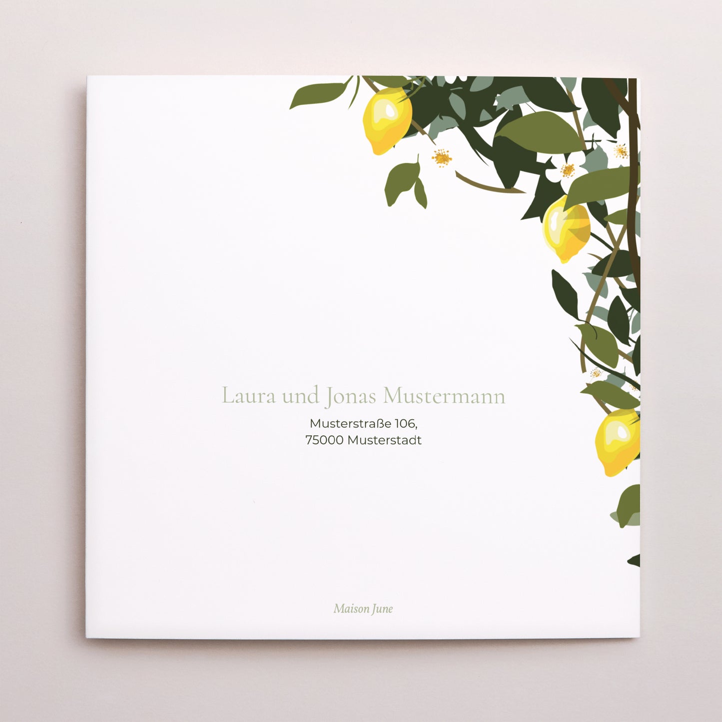 Dankeskarte Hochzeit Asymmetrisches Triptychon Unter den Zitronenbäumen foto N° 3