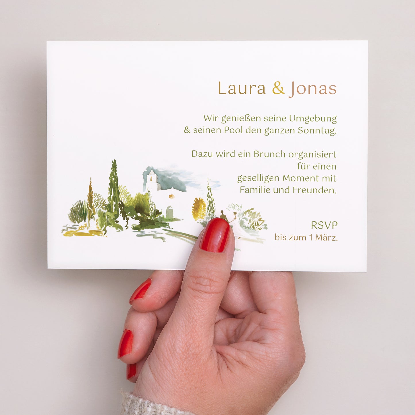 Einladungskarte Hochzeit Landschaft Unterwegs foto N° 3