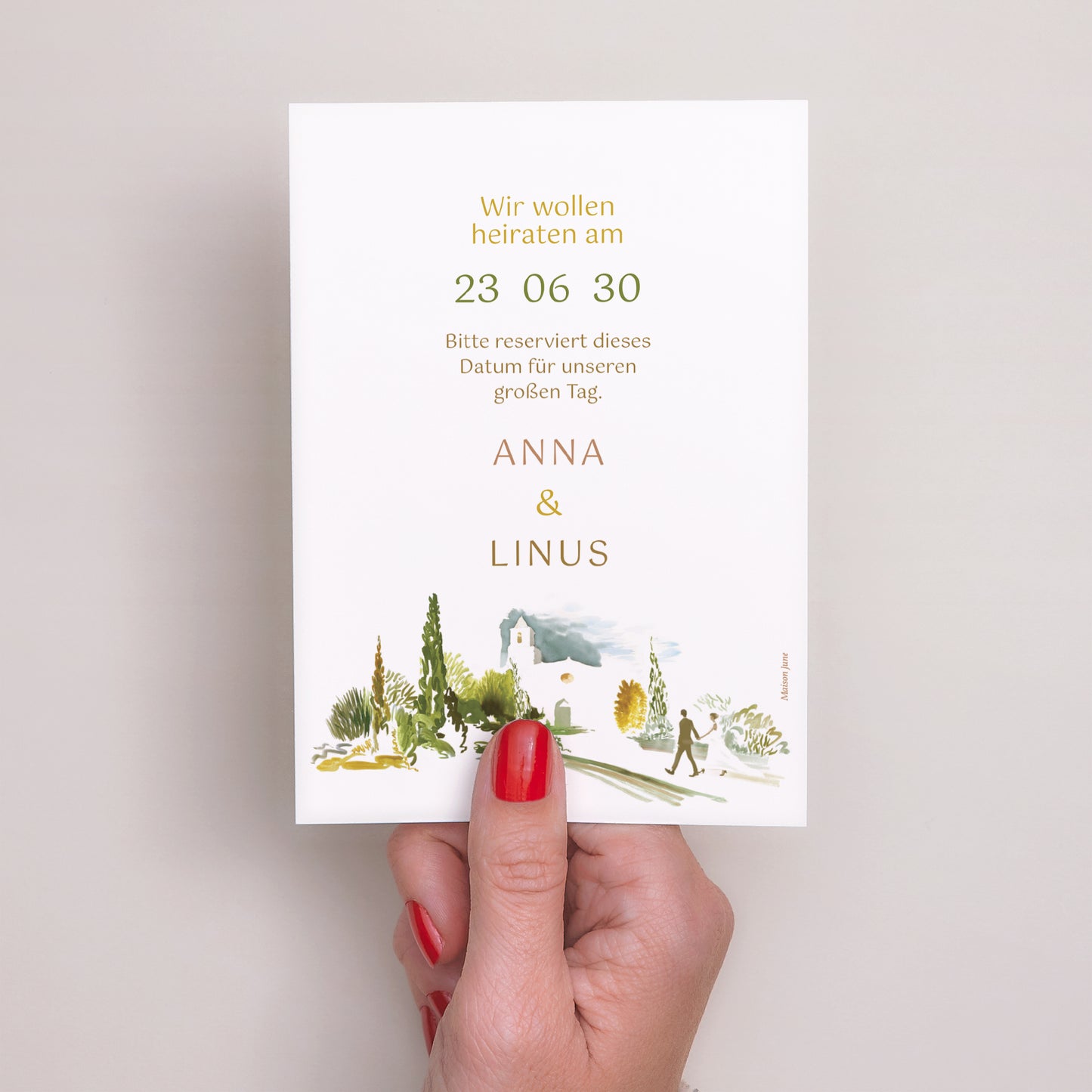 Save the date Karte Hochzeit Porträt Unterwegs foto N° 3