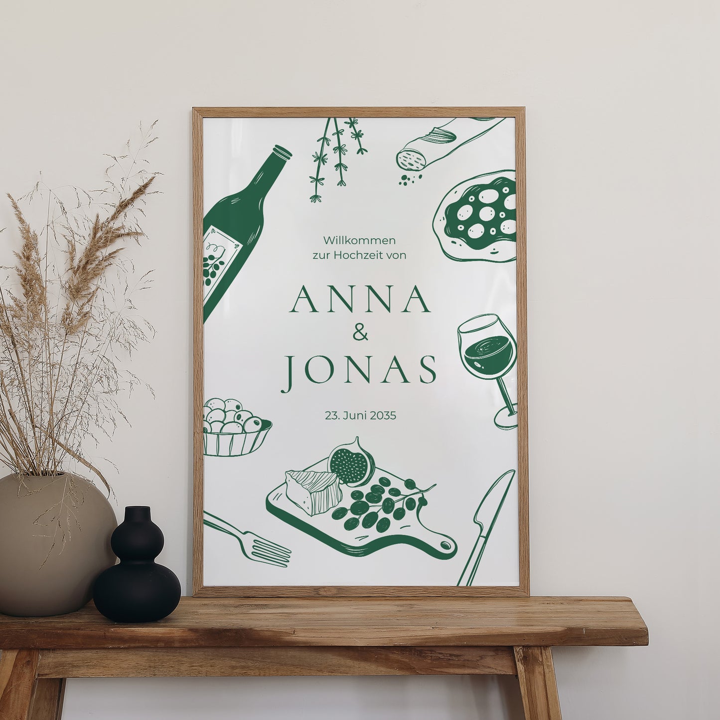 Begrüßungstafel Hochzeit Porträt 60 x 90 cm Willkommen an unserem Tisch. foto N° 2