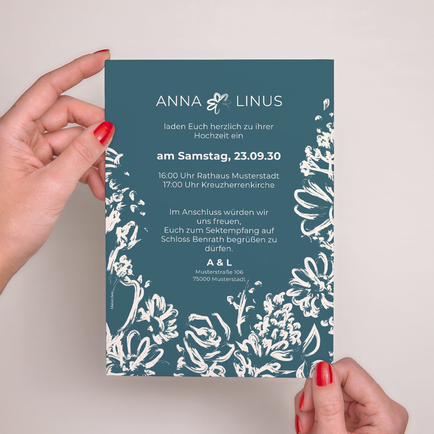 Hochzeitseinladung Porträt Bürstenblumen foto N° 3