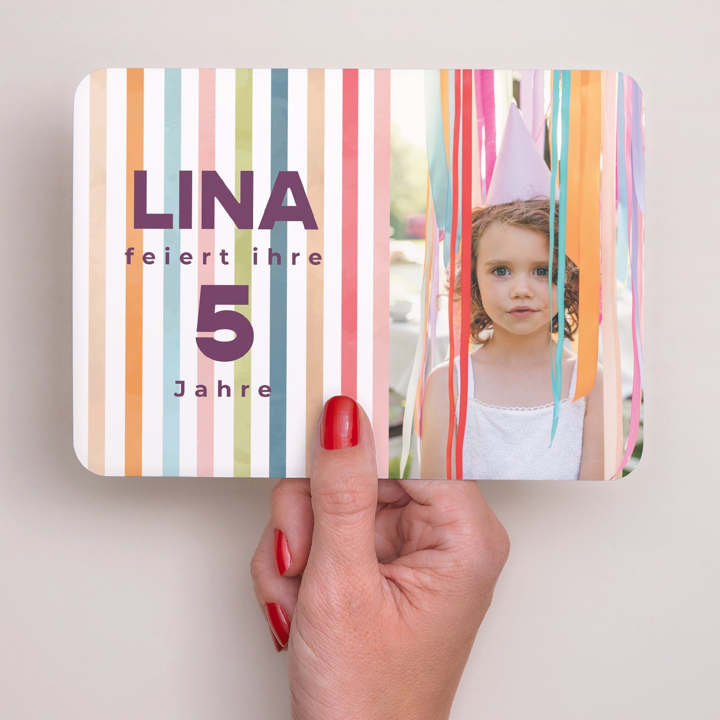 Einladungskarte Kindergeburtstag Landschaft, abgerundete Ränder Rainbow of colour foto N° 3