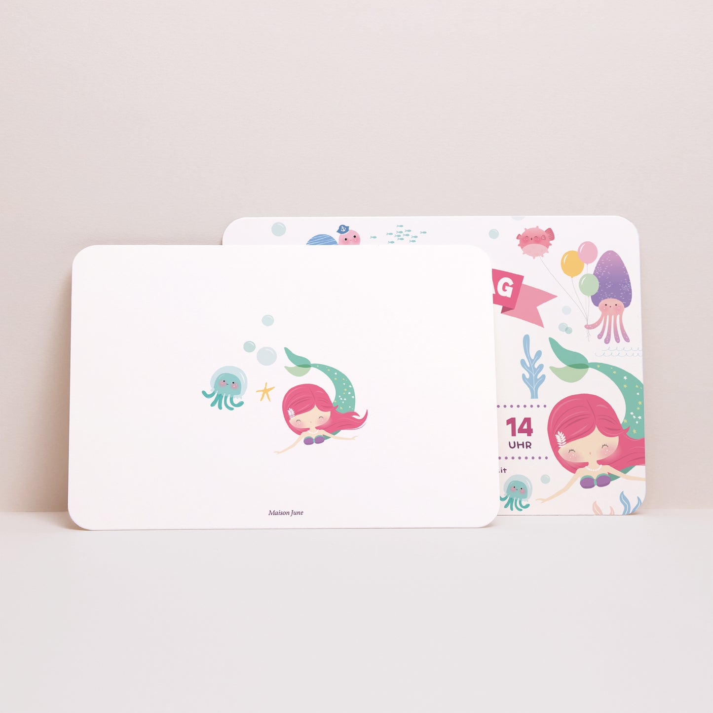 Einladungskarte Kindergeburtstag Landschaft, abgerundete Ränder Die kleine Meerjungfrau foto N° 3