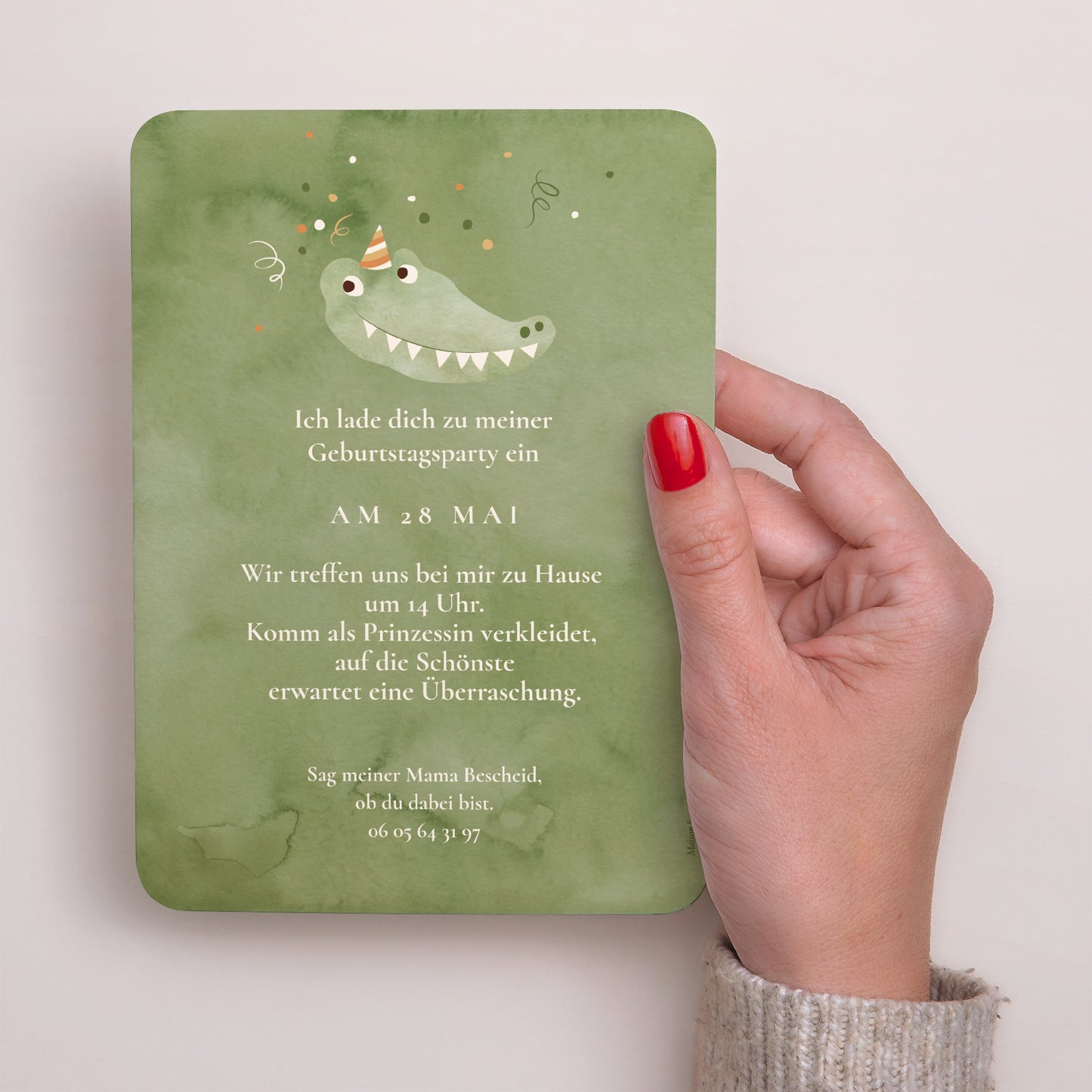 Einladungskarte Kindergeburtstag Porträt, abgerundete Kanten Geburtstag Krokodil foto N° 3