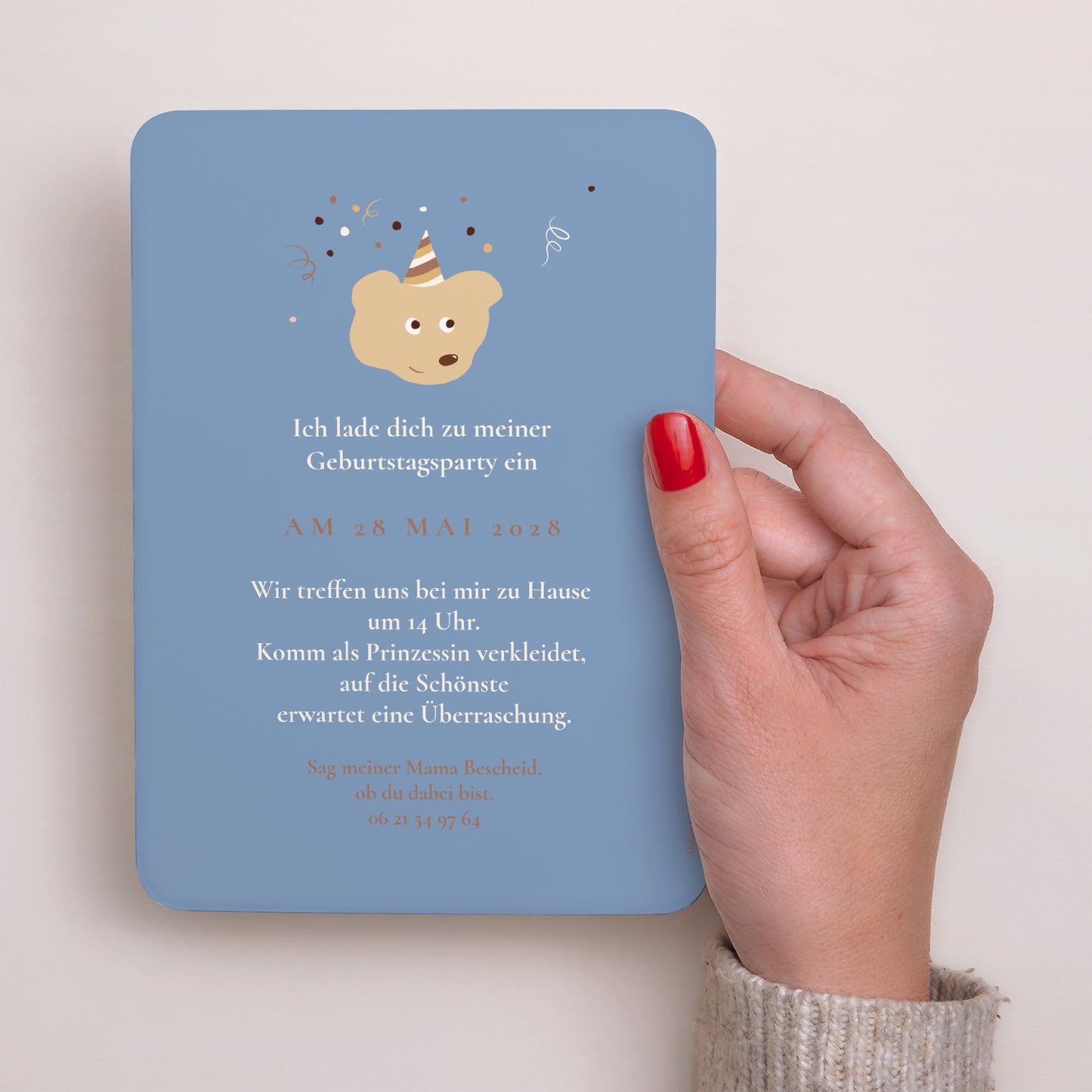 Einladungskarte Kindergeburtstag Porträt, abgerundete Kanten Geburtstag Bär foto N° 3