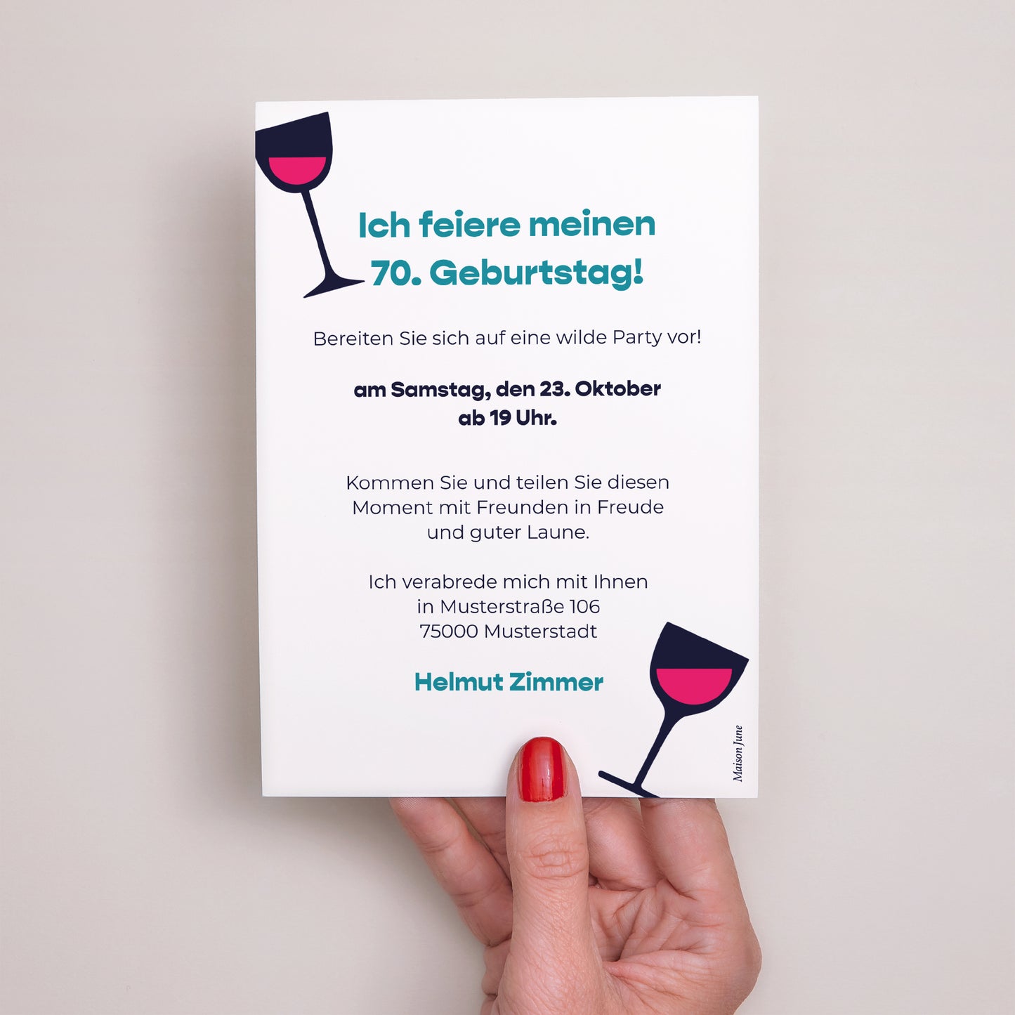 Einladungskarte Geburtstag Auf dein Wohl! foto N° 3