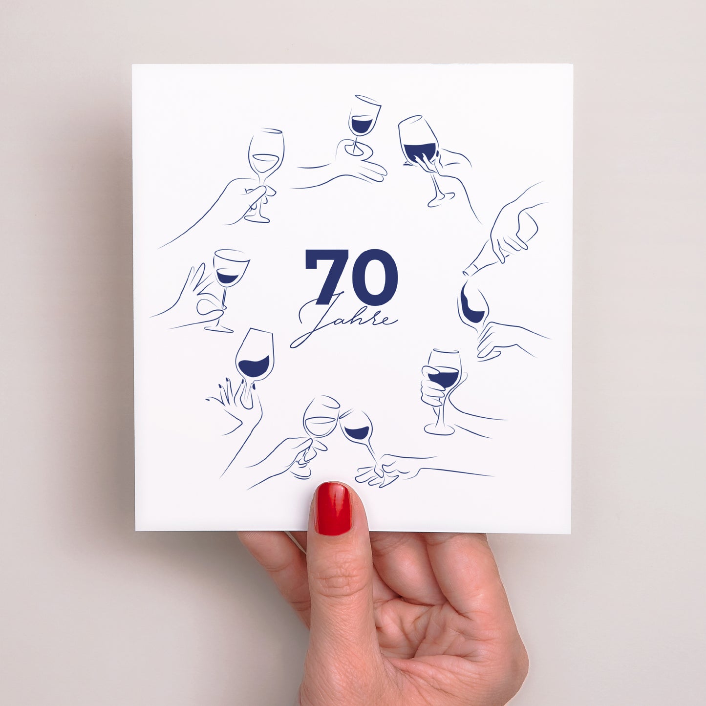 Beilegekarte Geburtstag Erwachsener Quadrat Rund um ein Glas foto N° 2