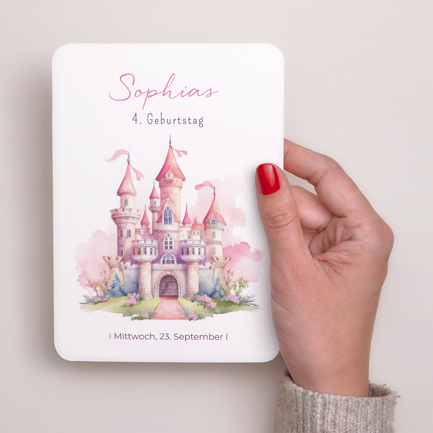 Beilegekarte Kindergeburtstag Porträt, abgerundete Kanten Das Schloss der Prinzessin foto N° 2