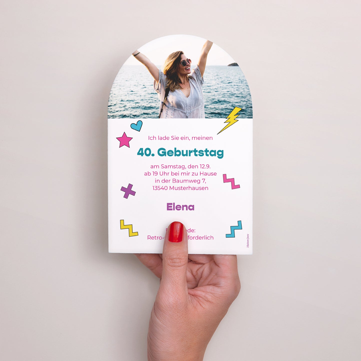 Einladungskarte Geburtstag Arche Retro 90 foto N° 3
