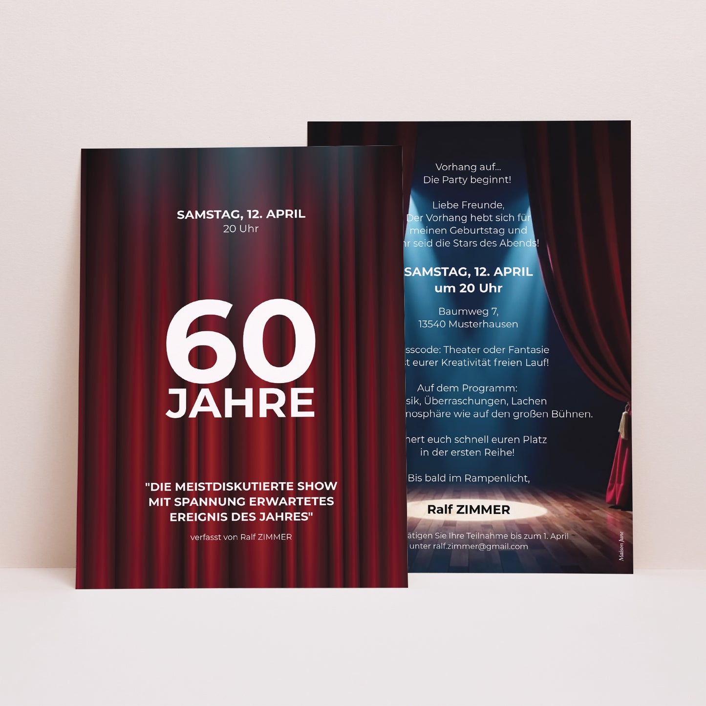 Beilegekarte Geburtstag Erwachsener Show must go on foto N° 1
