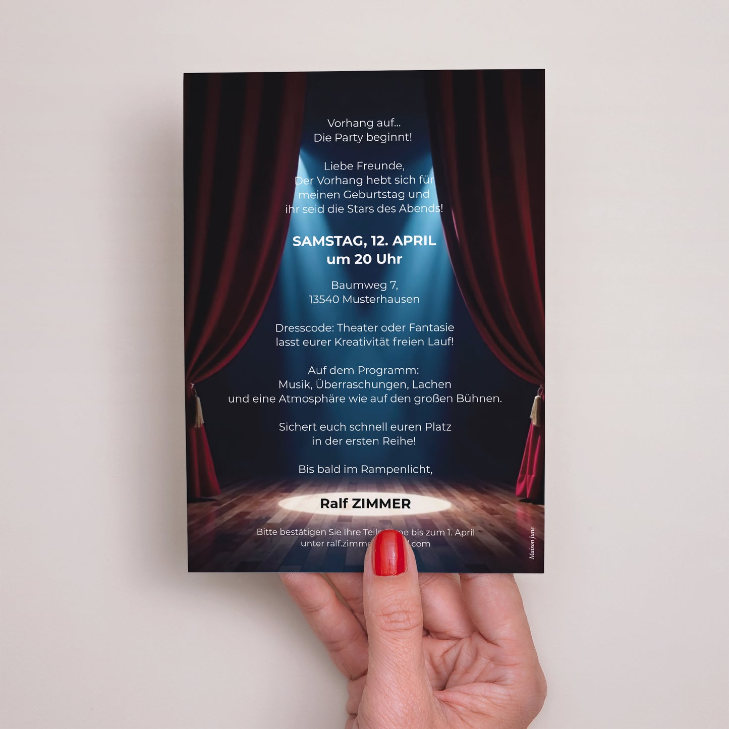 Beilegekarte Geburtstag Erwachsener Show must go on foto N° 3