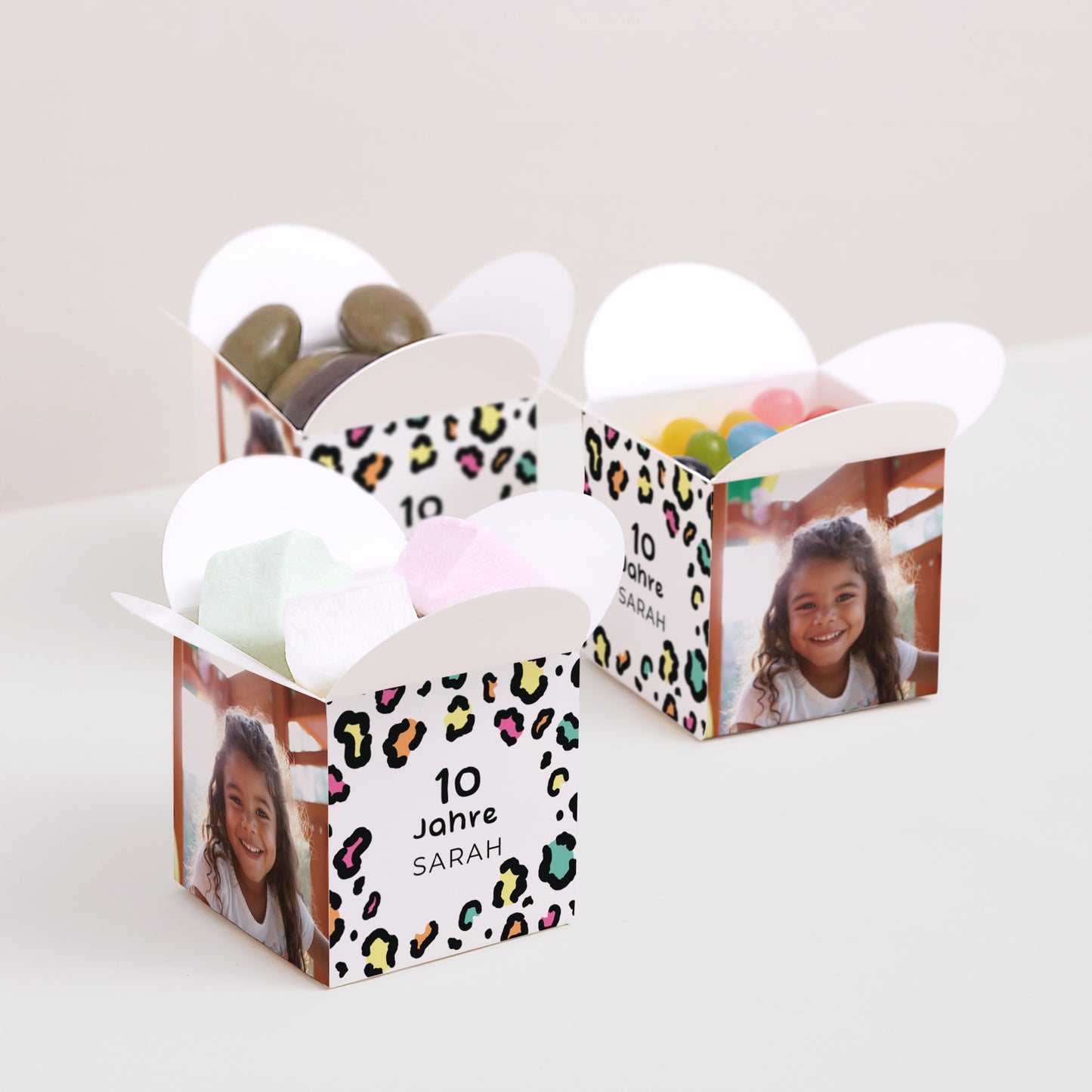 Mitgebsel-Box Kindergeburtstag Schmetterlingsöffnung Buntleopard foto N° 3