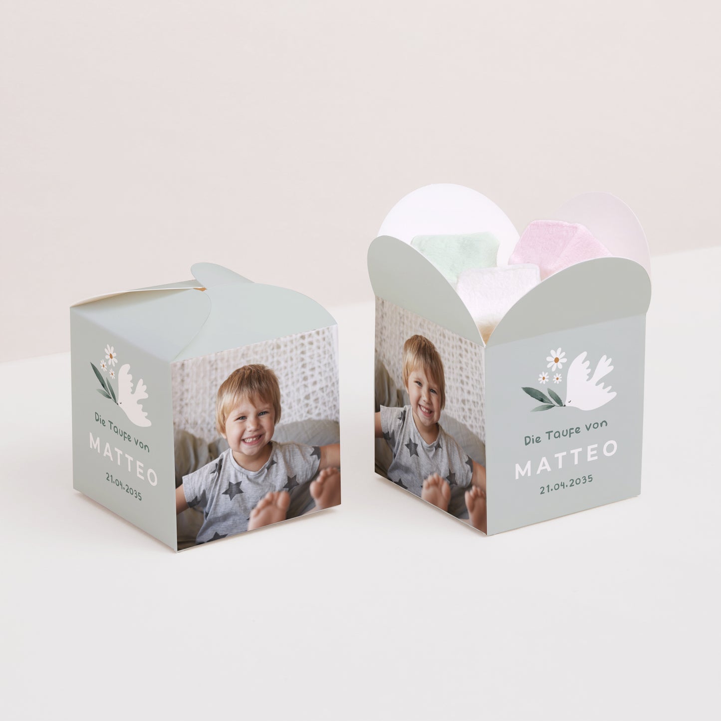 Geschenkbox Taufe Schmetterlingsöffnung Zarte Krone foto N° 2