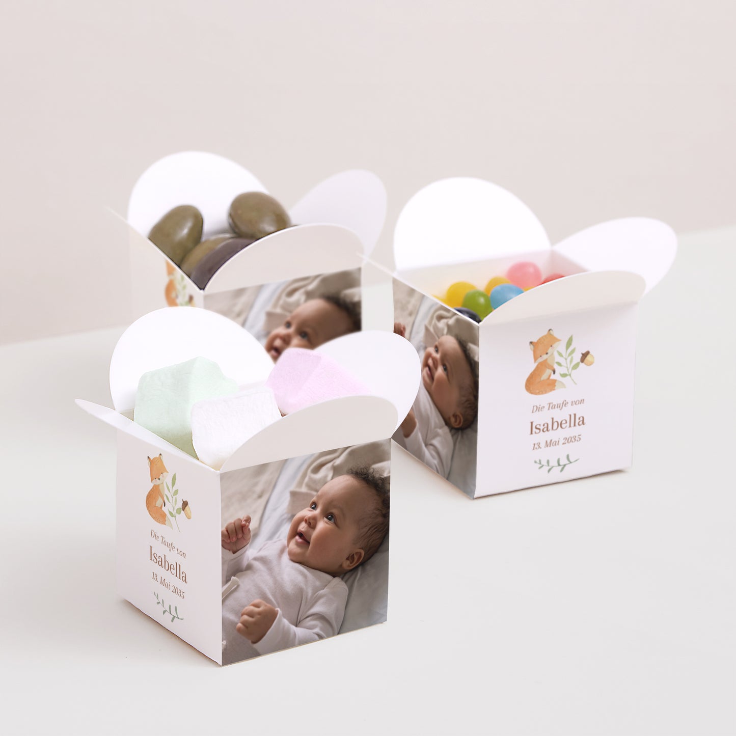 Geschenkbox Taufe Schmetterlingsöffnung Die Tiere des verwunschenen Waldes foto N° 3