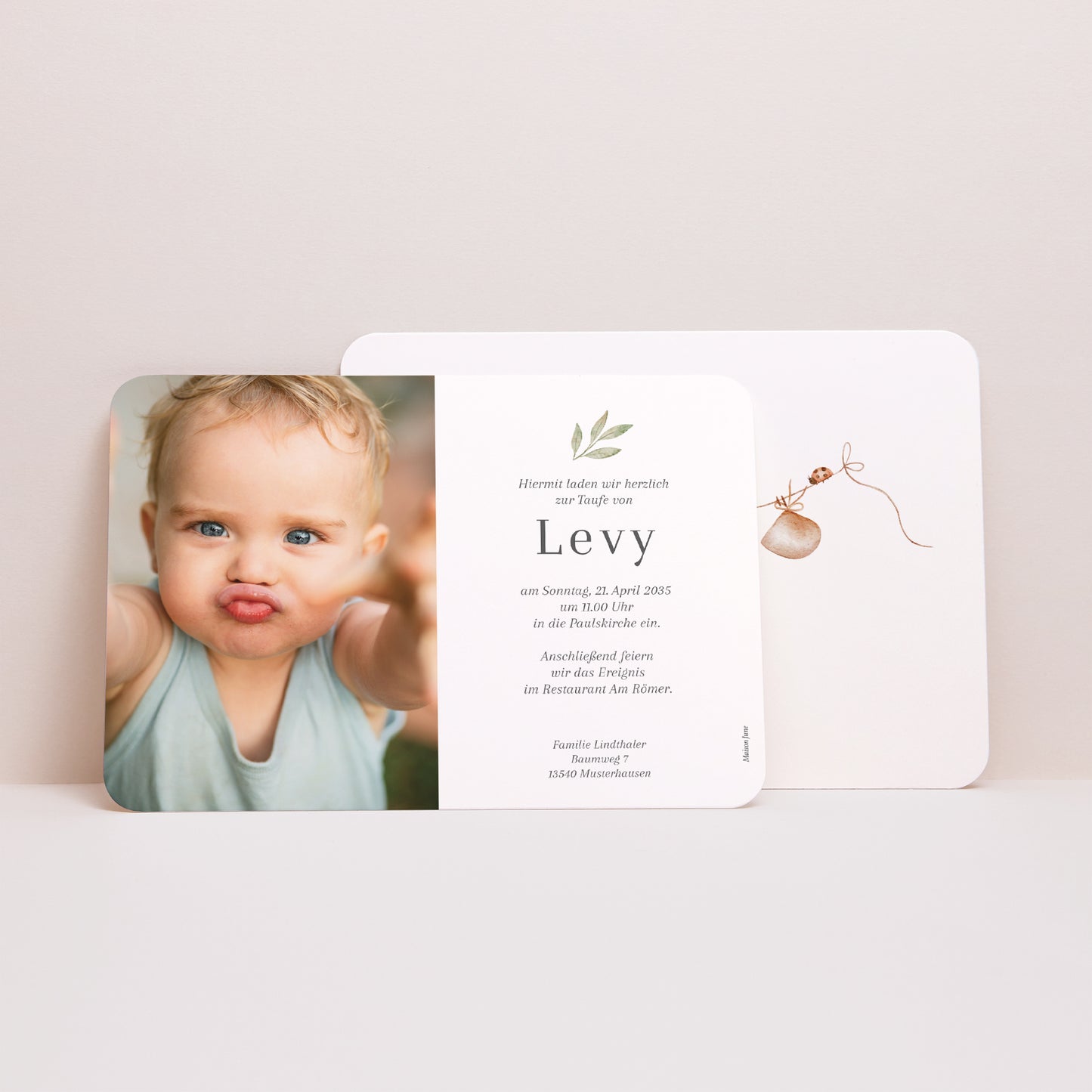 Taufeinladung Landschaft, abgerundete Ränder Taufkleidung foto N° 3