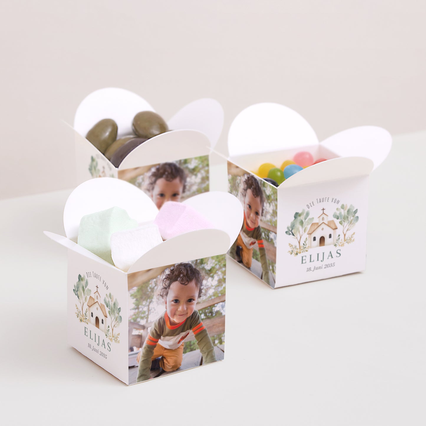 Geschenkbox Taufe Schmetterlingsöffnung Schöne Kirche foto N° 3