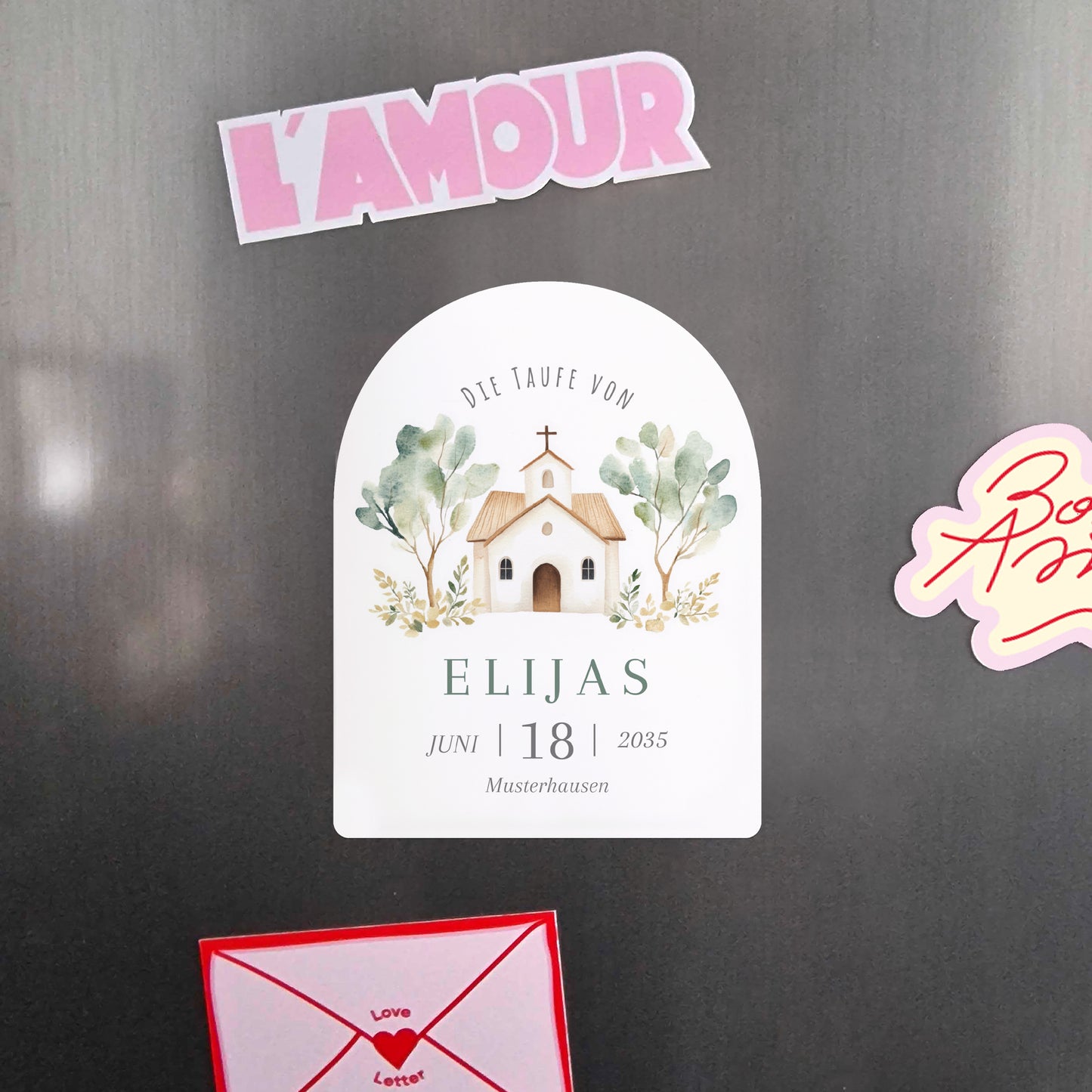 Taufeinladung 8er-Pack, magnetisch, Bogen Schöne Kirche foto N° 4