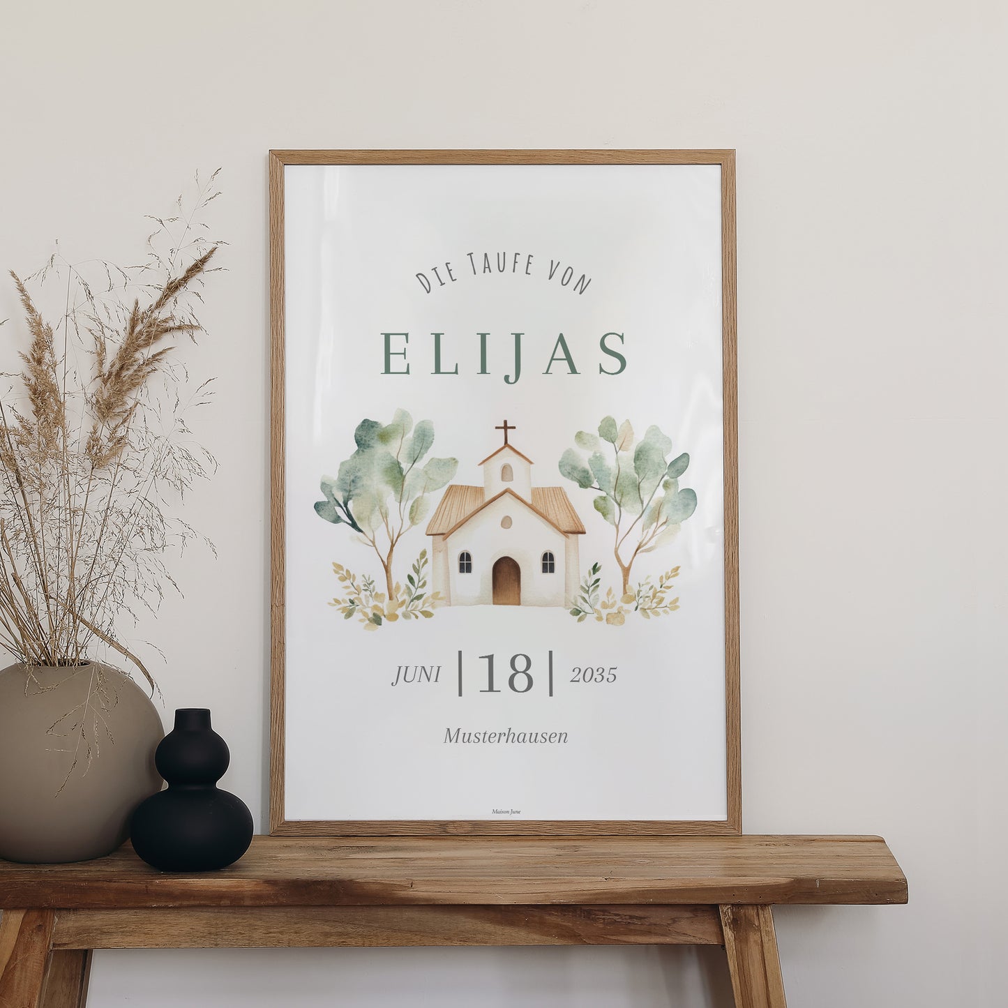 Begrüßungstafel Taufe Porträt 60 x 90 cm Schöne Kirche foto N° 2