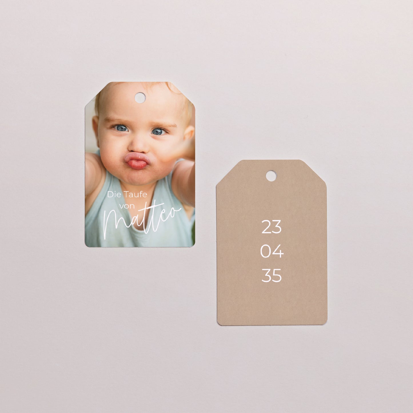 Geschenkbox Taufe Ball mit Wimpel-Etikett Einzelbaby foto N° 4