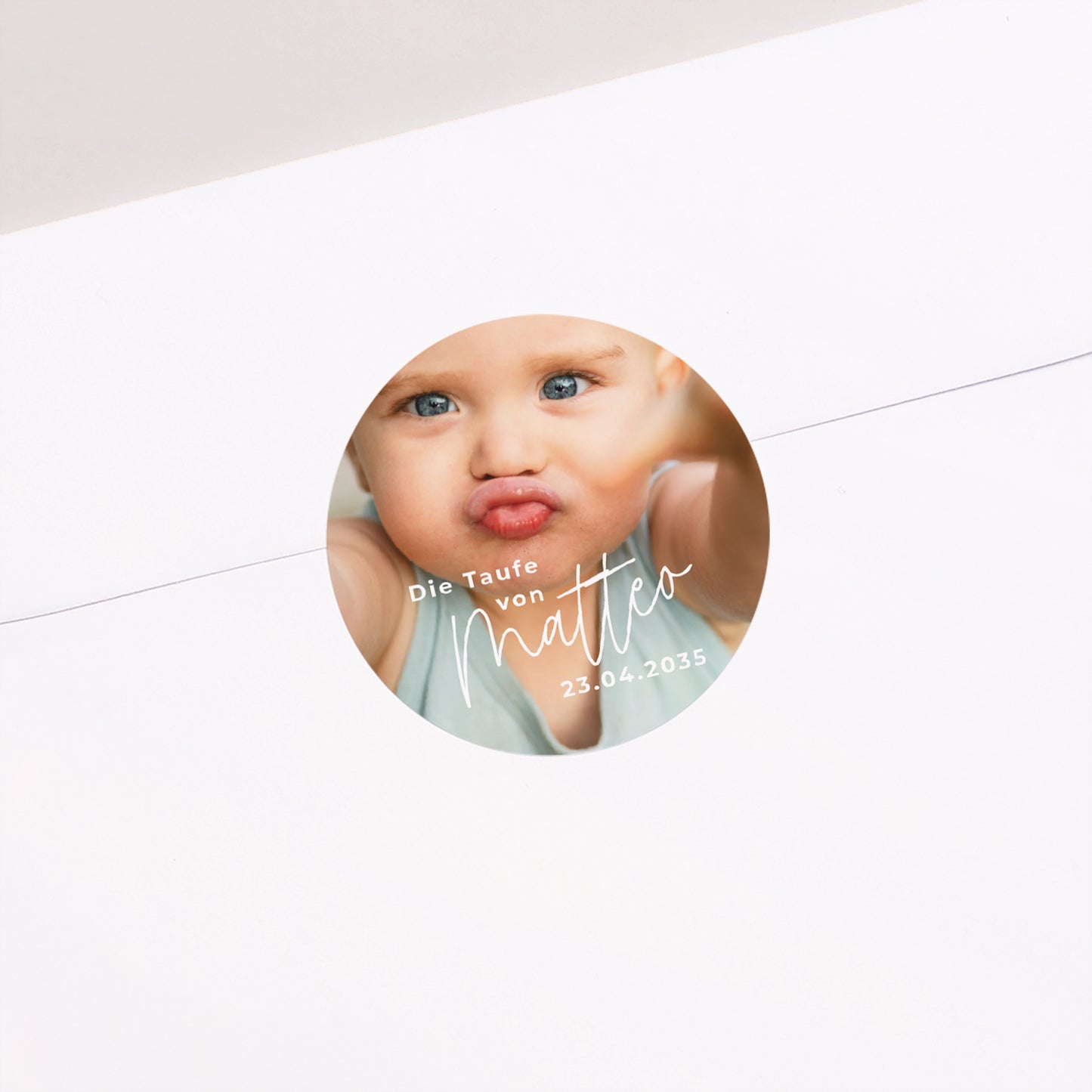 Sticker Taufe Rund Einzelbaby foto N° 1