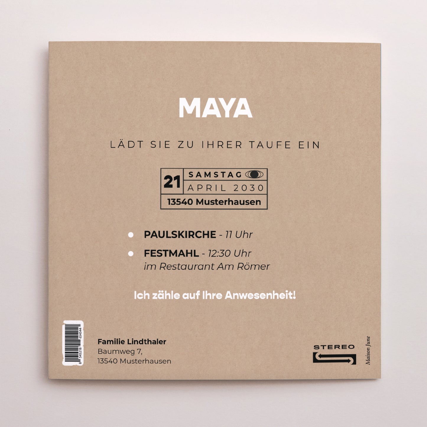 Taufeinladung Schallplattenhülle Vinyl der Hoffnung foto N° 3