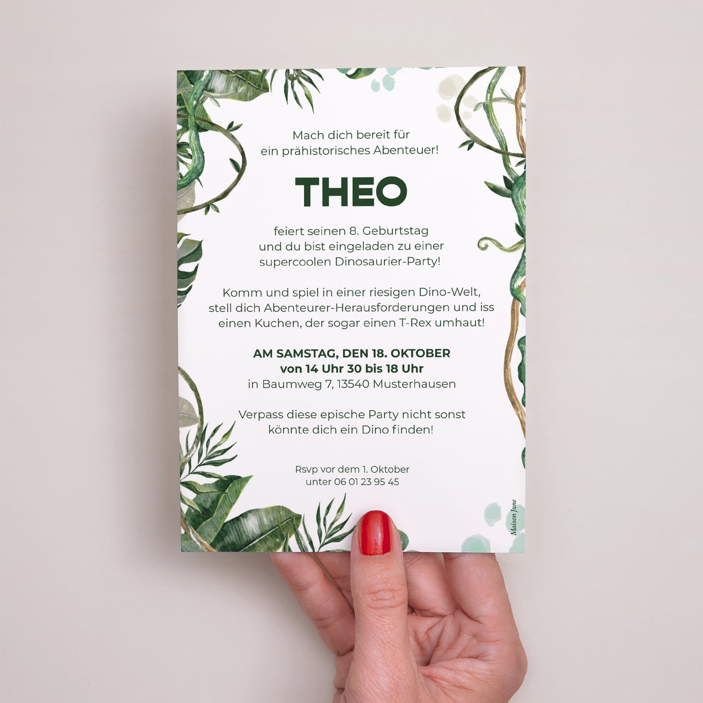 Einladungskarte Kindergeburtstag Dino-Party foto N° 3